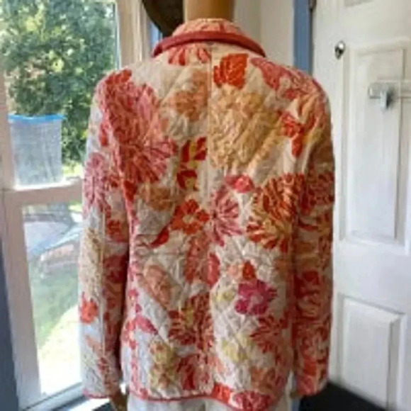 Vintage Talbots Floral Quilted Reversible Cozy Jacket Women Size L - Picture 5 of 8